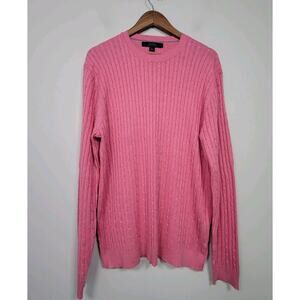 Express Womens XL Pink Cable Knit Silk Cashmere Crewneck Sweater